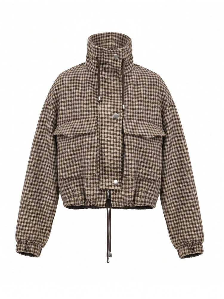 Fall/Winter 2026 New Arrivals: Women's Spring/Fall Casual Houndstooth Cropped Jacket—Fashionable Street Style