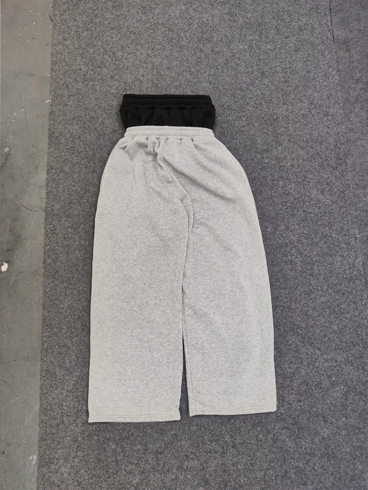 European and American Embroidered Street Couple Double Head Double Waist Pants Personalized Printed Pattern Pants
