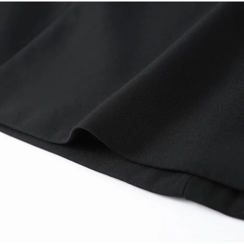 Elegant Women Shawl Cropped Top Shoulder Pads Stand Collar Short Sleeve Black Female T-shirt 2026 Spring Summer Lady Partywear