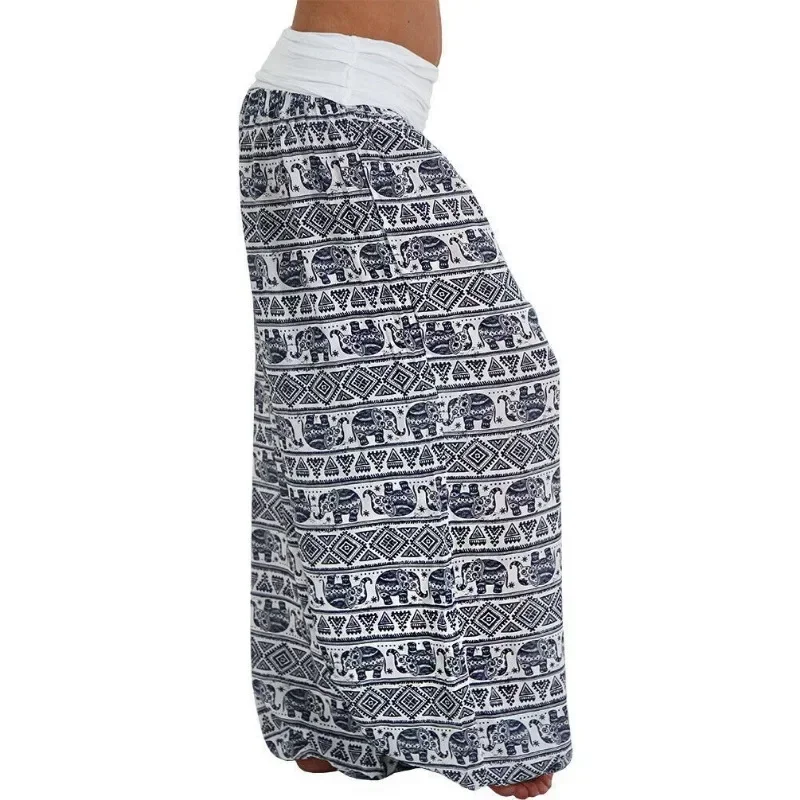 Women's Personality GeometricCasual Loose Printed Pants Comfortable Casual Women's Wide Leg Haren Pants Pants