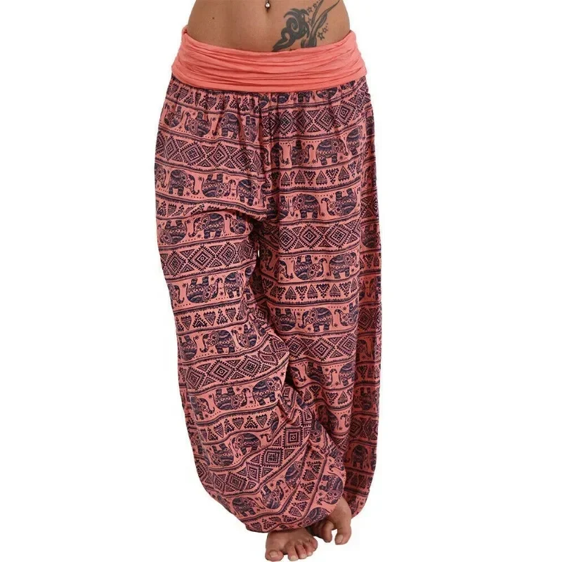 Women's Personality GeometricCasual Loose Printed Pants Comfortable Casual Women's Wide Leg Haren Pants Pants