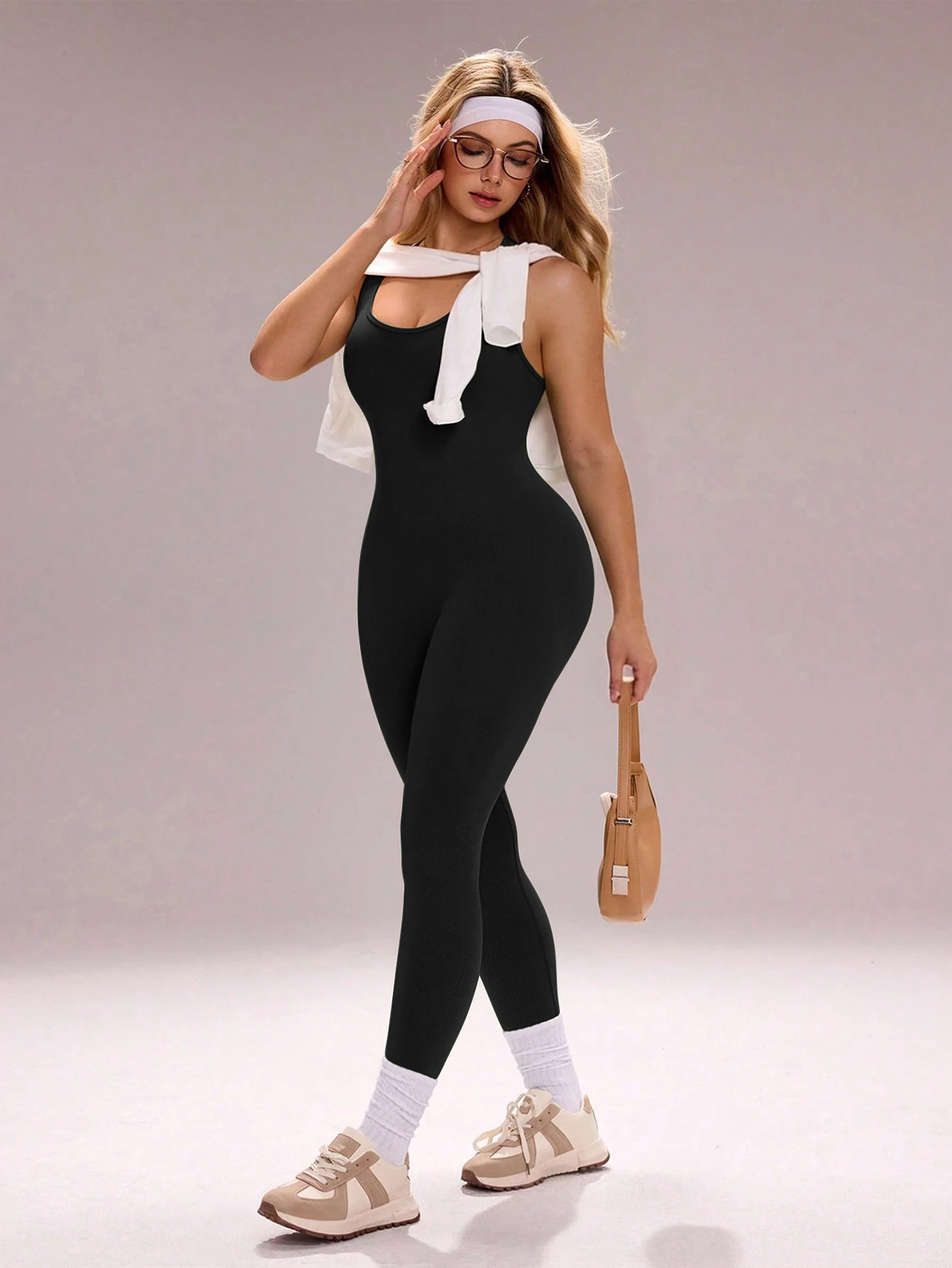 Crisscross Backless Seamless Yoga Jumpsuit Butt Lifting Tummy Control Sleeveless Fitness Workout One Piece Bodysuit