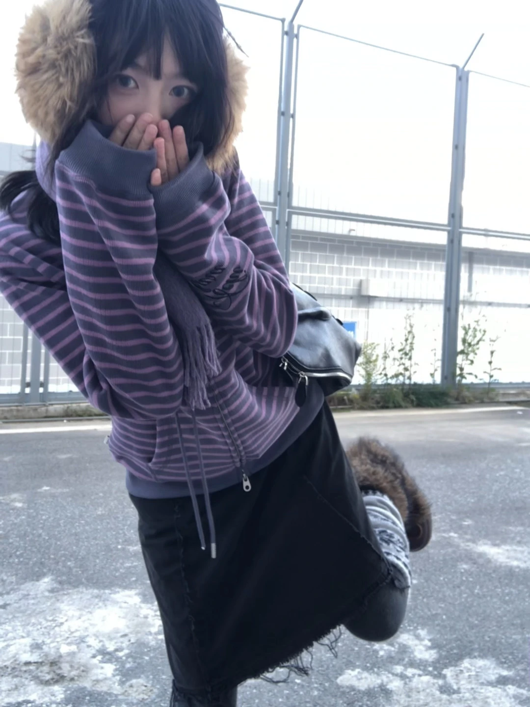 Karrram Japanese Y2k Purple Striped Cardigan 2000s Style Turtleneck Knitted Jacket Vintage Harajuku Zipper Knitwear Korean 90s