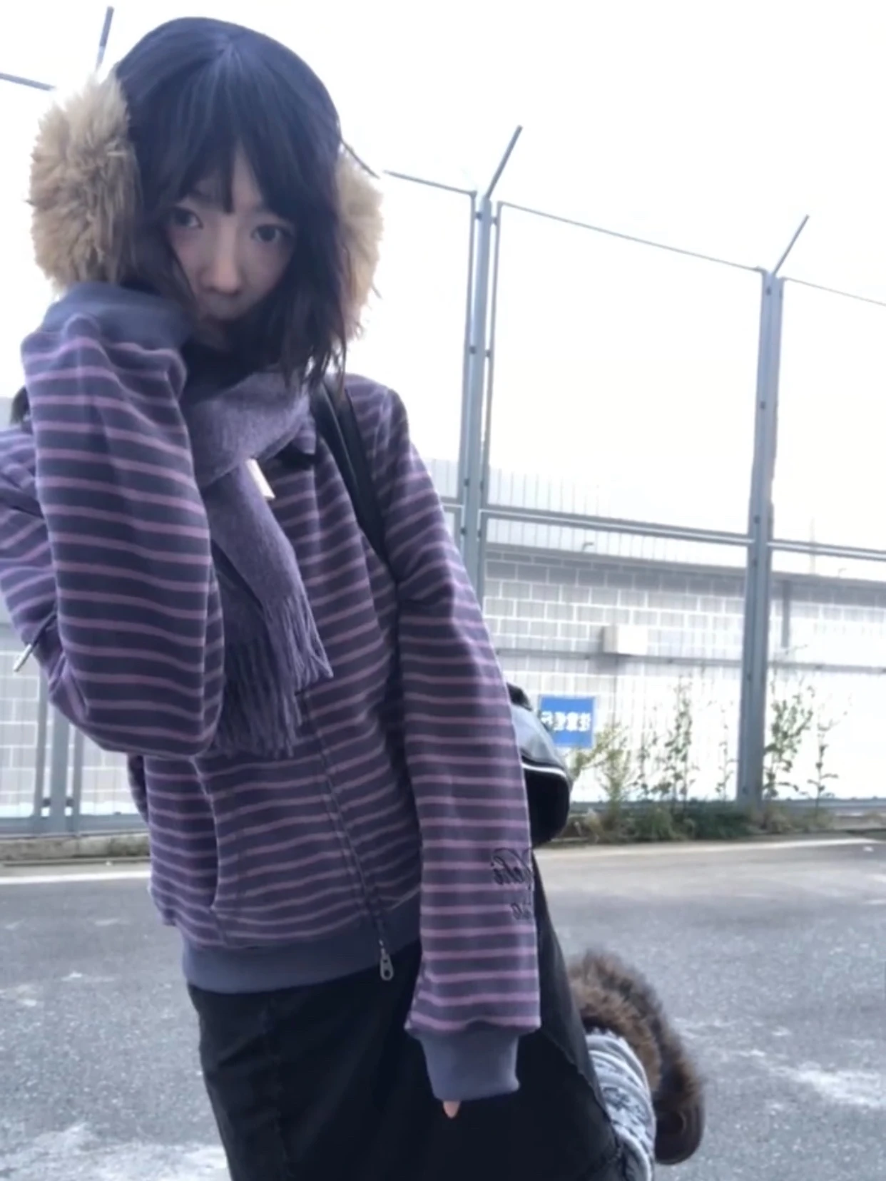 Karrram Japanese Y2k Purple Striped Cardigan 2000s Style Turtleneck Knitted Jacket Vintage Harajuku Zipper Knitwear Korean 90s