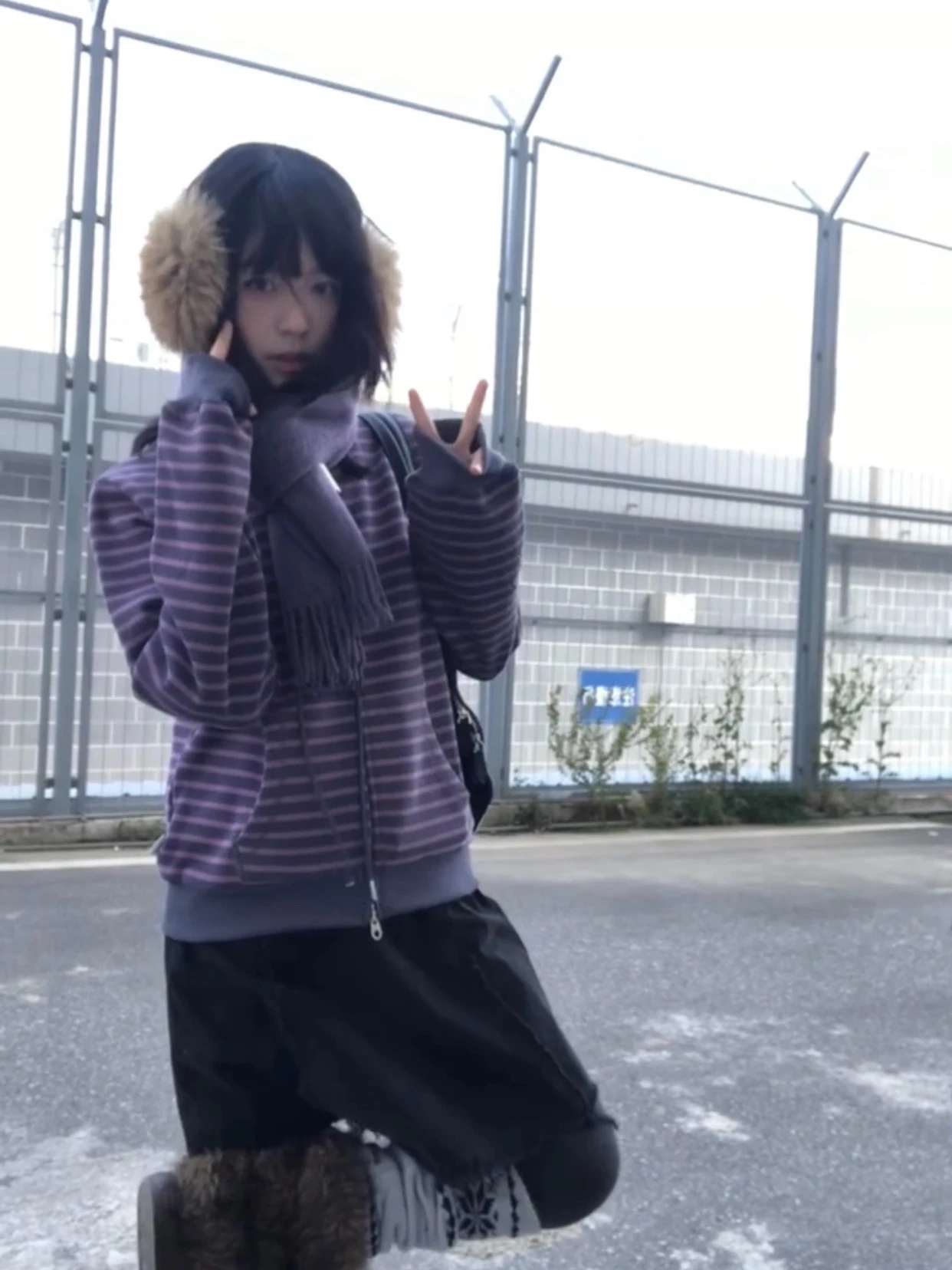 Karrram Japanese Y2k Purple Striped Cardigan 2000s Style Turtleneck Knitted Jacket Vintage Harajuku Zipper Knitwear Korean 90s