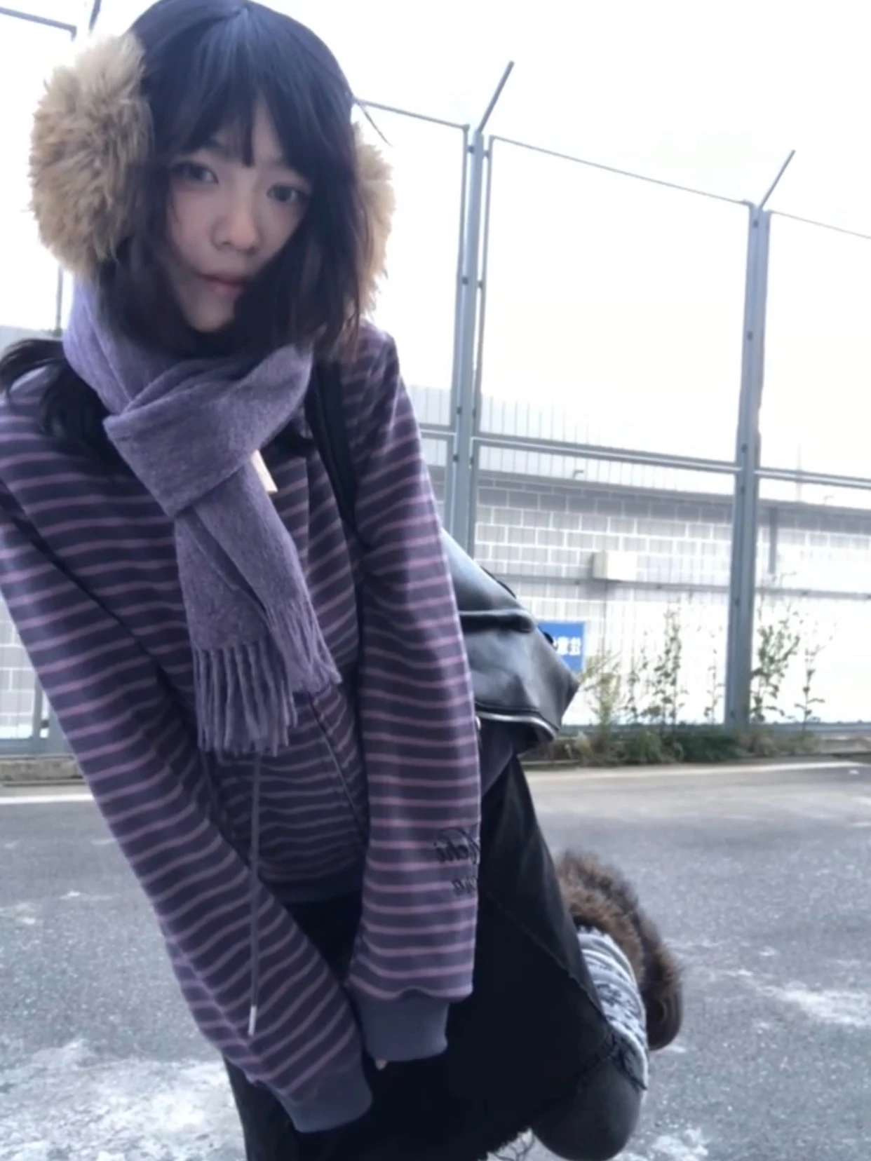 Karrram Japanese Y2k Purple Striped Cardigan 2000s Style Turtleneck Knitted Jacket Vintage Harajuku Zipper Knitwear Korean 90s