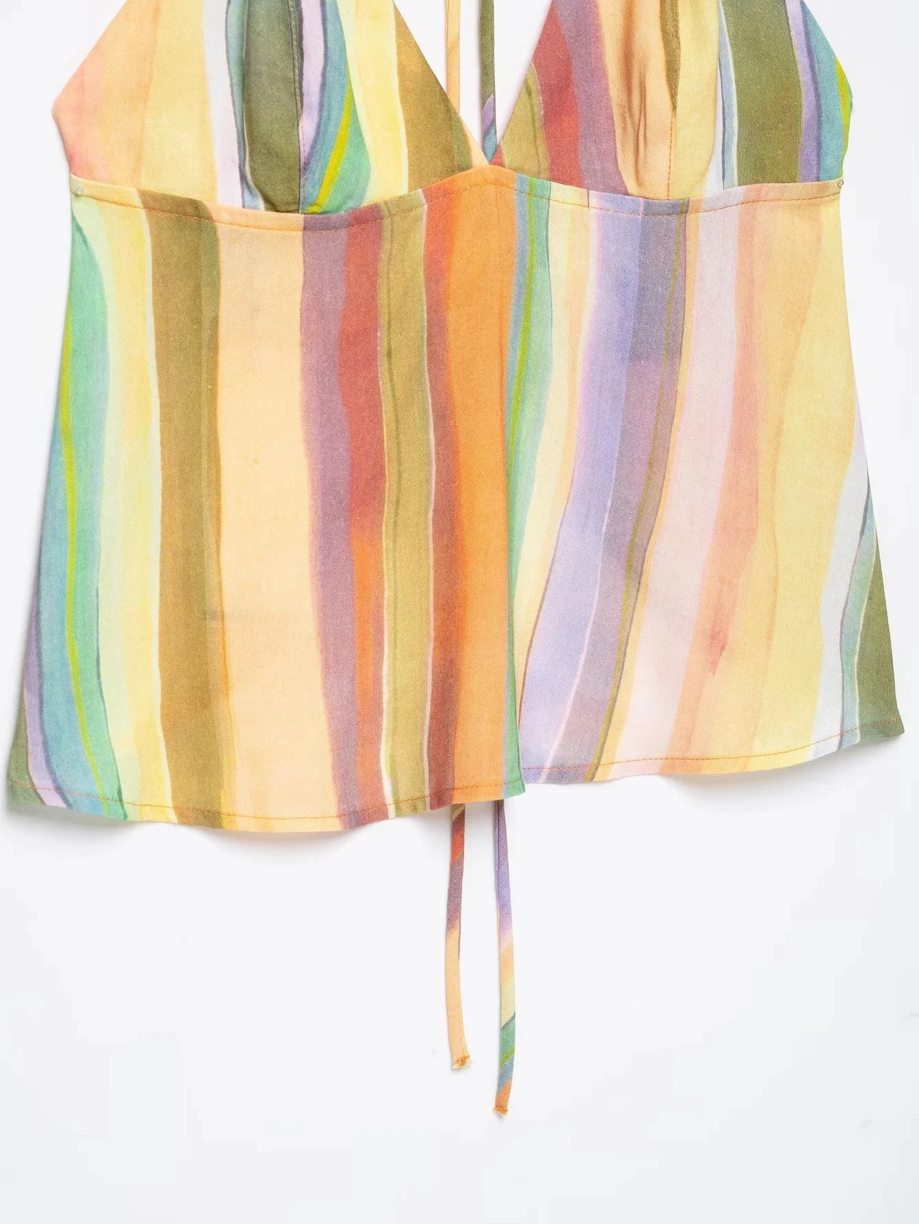 KONDALA Sweet Casual Women Pants Suit Stripe Sleeveless Backless Halter Top Long Zipper Pants Fashion 2026 Summer Fall Boho Suit