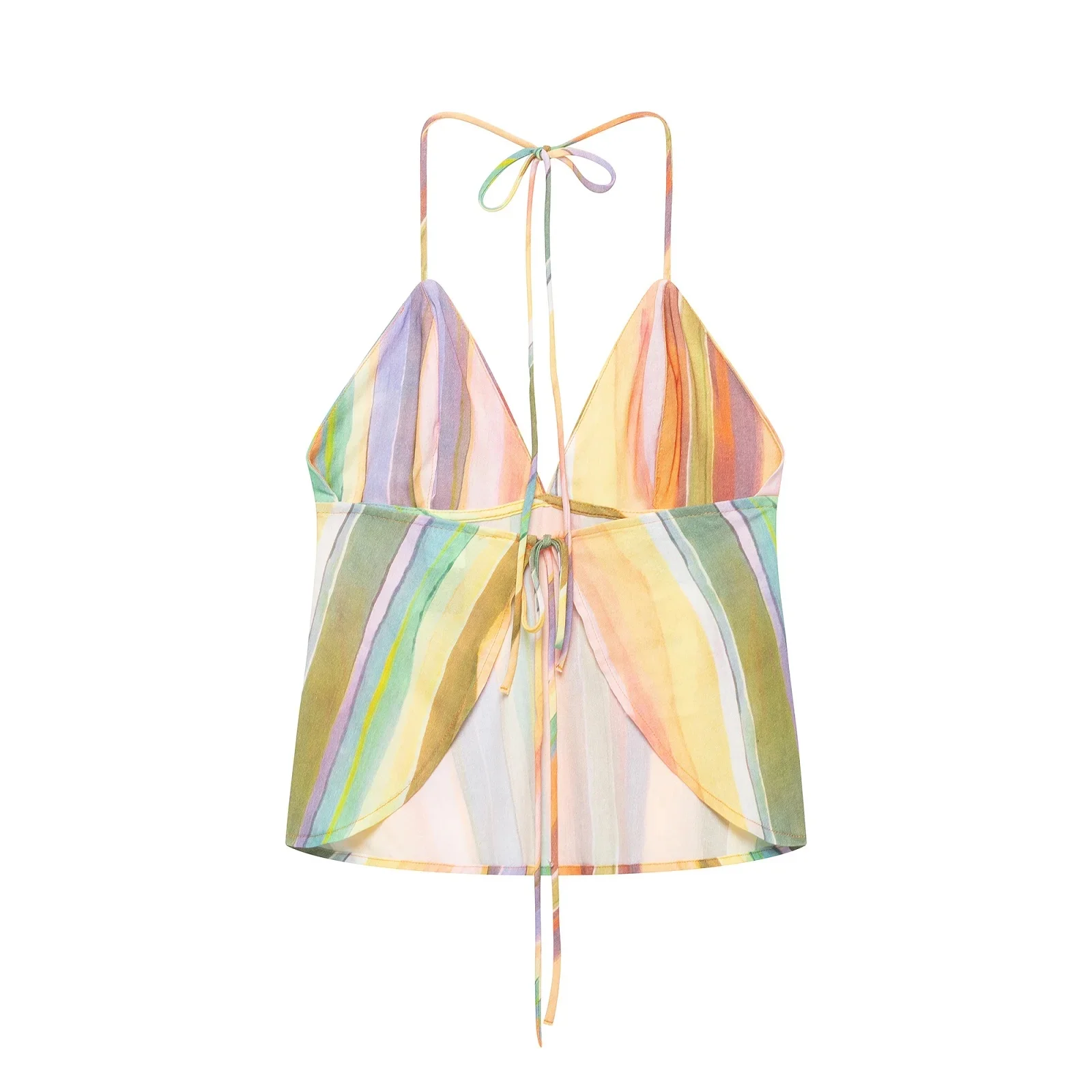 KONDALA Sweet Casual Women Pants Suit Stripe Sleeveless Backless Halter Top Long Zipper Pants Fashion 2026 Summer Fall Boho Suit
