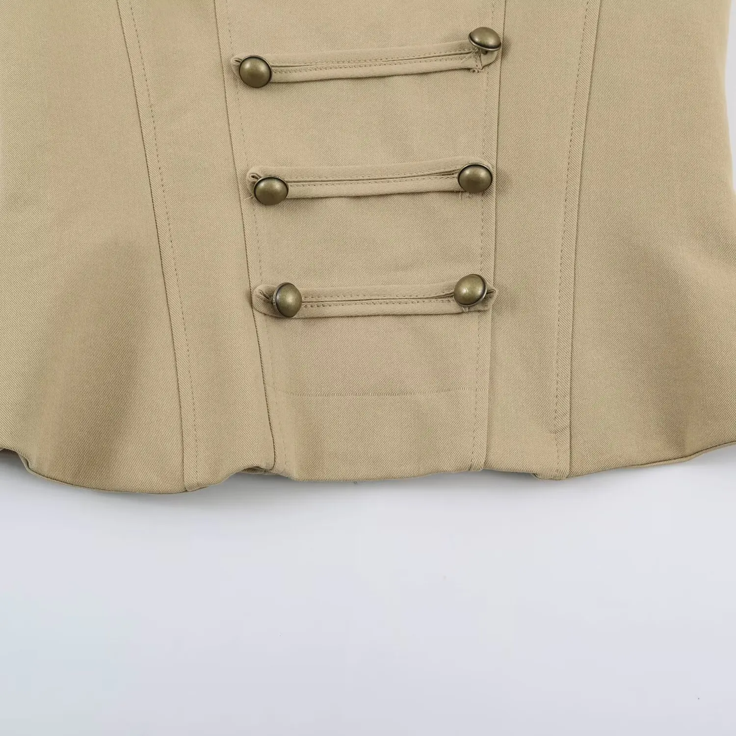 BSAY 2026 Summer New Women Vintage Cargo Camisole Top Square Neck Metal Buttons Sleeveless Slim Cropped Tank Top Y2K Casual Vest