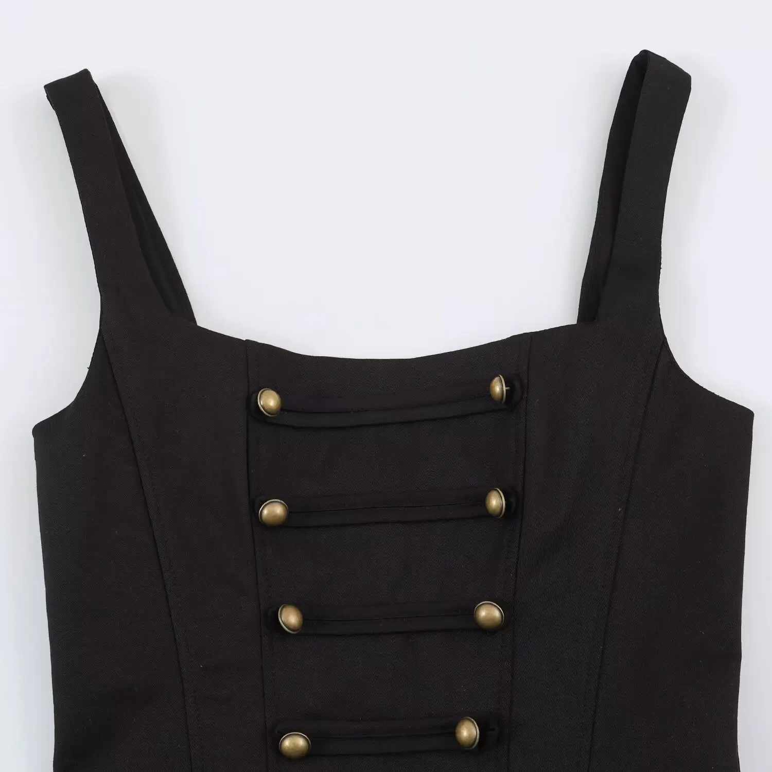 BSAY 2026 Summer New Women Vintage Cargo Camisole Top Square Neck Metal Buttons Sleeveless Slim Cropped Tank Top Y2K Casual Vest