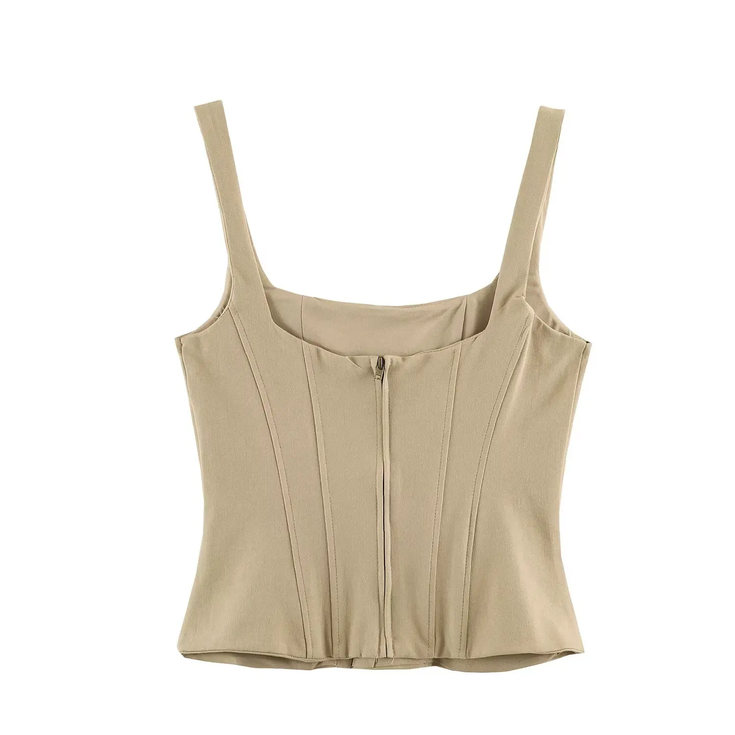 BSAY 2026 Summer New Women Vintage Cargo Camisole Top Square Neck Metal Buttons Sleeveless Slim Cropped Tank Top Y2K Casual Vest