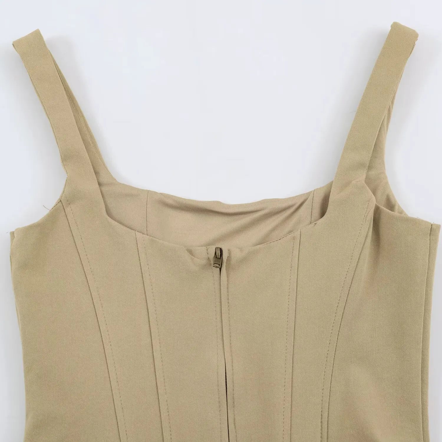 BSAY 2026 Summer New Women Vintage Cargo Camisole Top Square Neck Metal Buttons Sleeveless Slim Cropped Tank Top Y2K Casual Vest