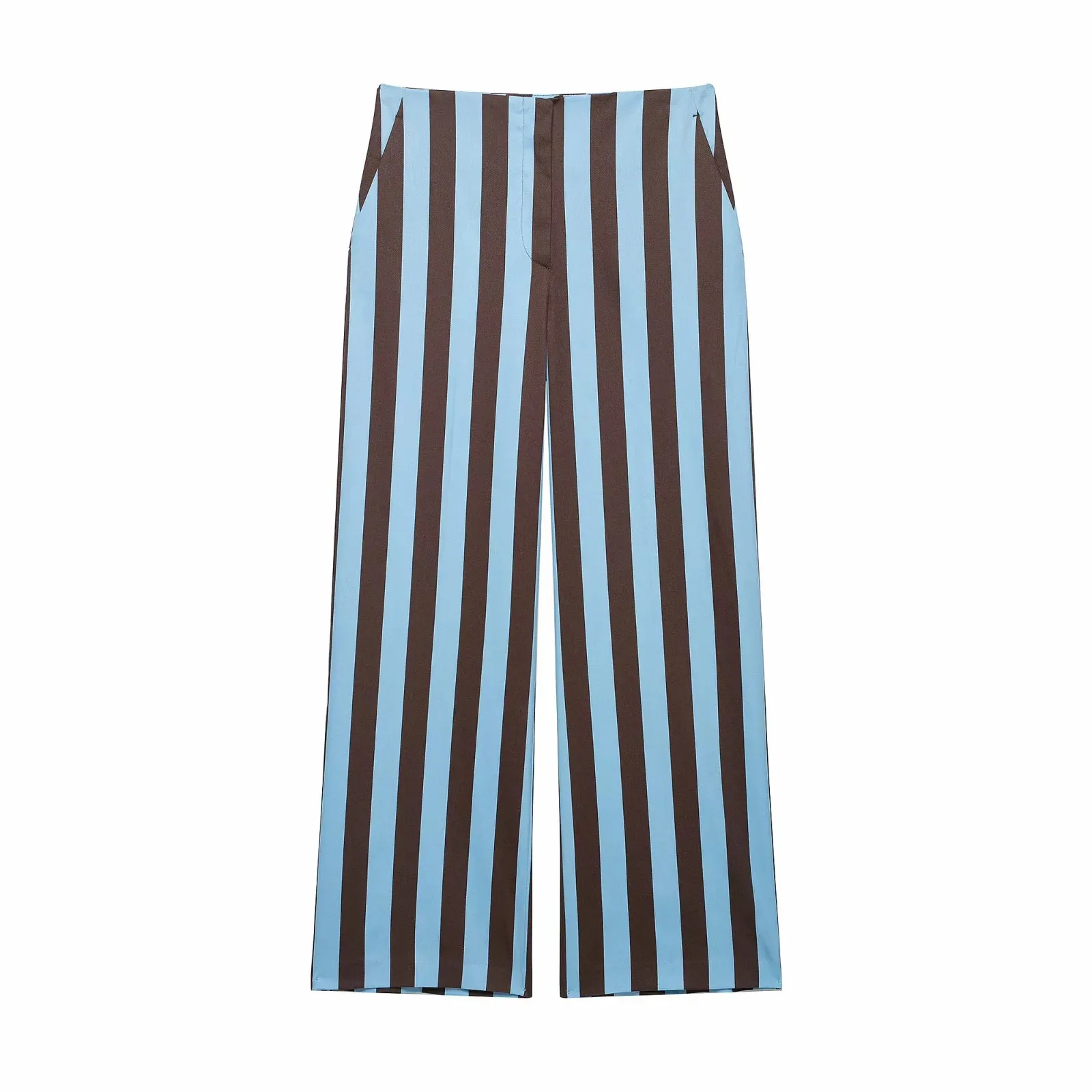 Women Fashion Summer 2026 Women Striped Casual Suit Knots Straight Vest+Zipper Pockets Long Pants Vintage Female Chic Lady Suits