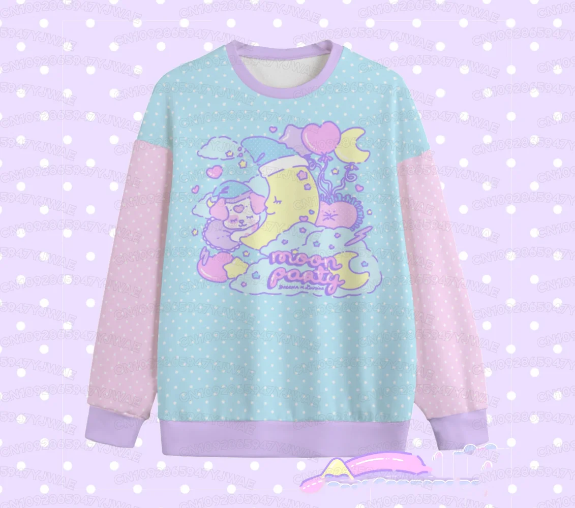 Hurt bear Women's Sweatshirt Cute Kawaii Rainbow Bear Fairy Kei Menhera Yami Kawaii Harajuku Pastel Goth Long Sleeve T-shirt Top