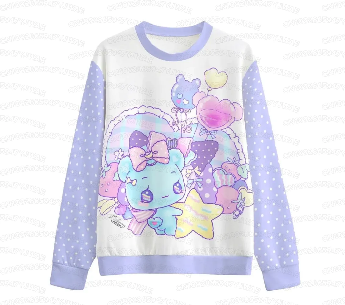 Hurt bear Women's Sweatshirt Cute Kawaii Rainbow Bear Fairy Kei Menhera Yami Kawaii Harajuku Pastel Goth Long Sleeve T-shirt Top