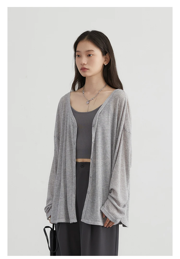 CHIC VEN Women's Cardigan New V-neck Long Sleeved Female Shirt Female Jumpers Sun Protection Woman Top Spring Summer 2026