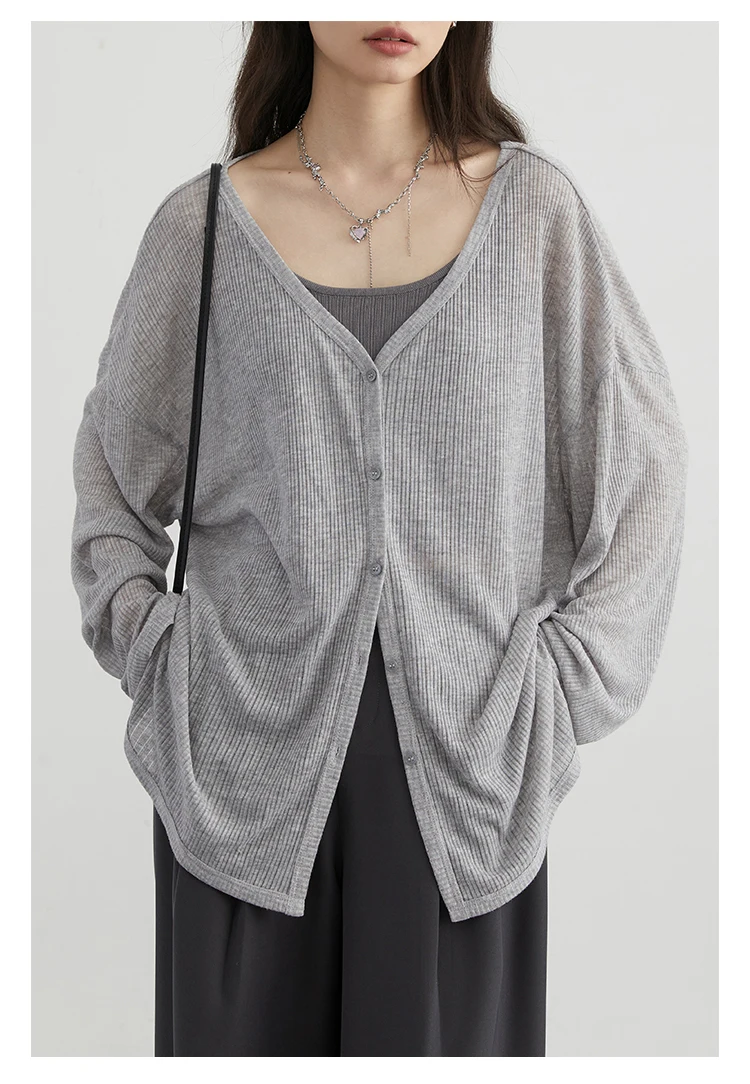 CHIC VEN Women's Cardigan New V-neck Long Sleeved Female Shirt Female Jumpers Sun Protection Woman Top Spring Summer 2026