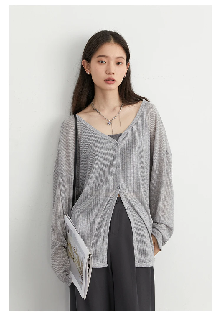 CHIC VEN Women's Cardigan New V-neck Long Sleeved Female Shirt Female Jumpers Sun Protection Woman Top Spring Summer 2026