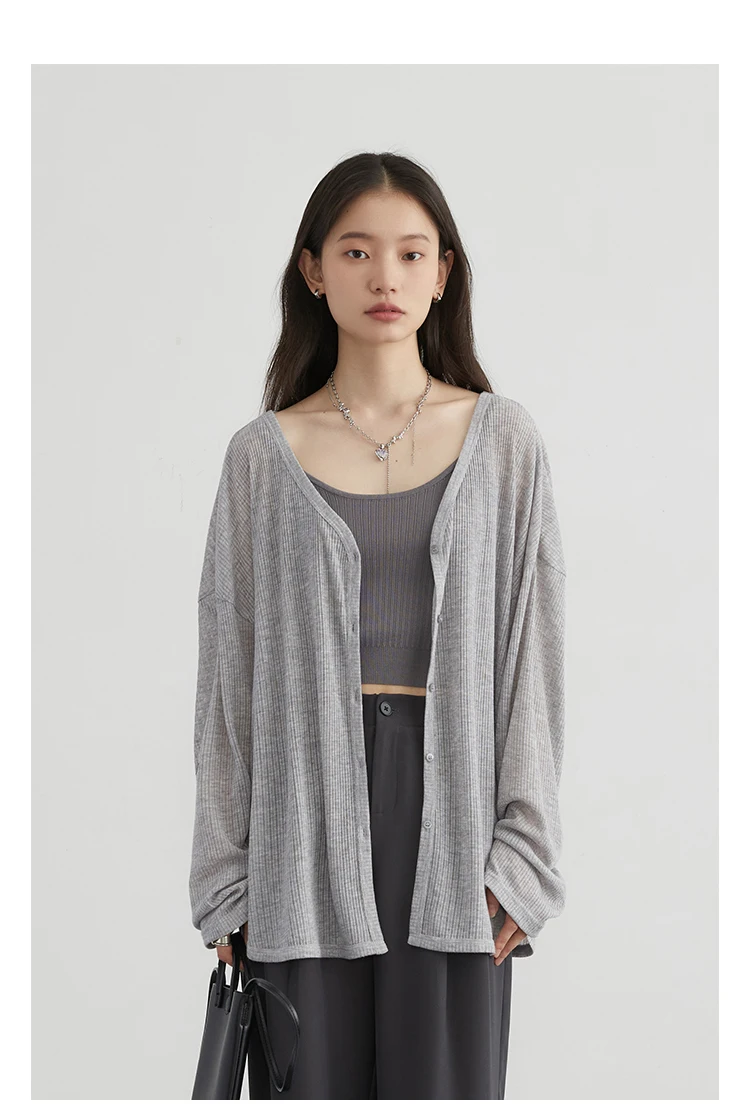 CHIC VEN Women's Cardigan New V-neck Long Sleeved Female Shirt Female Jumpers Sun Protection Woman Top Spring Summer 2026