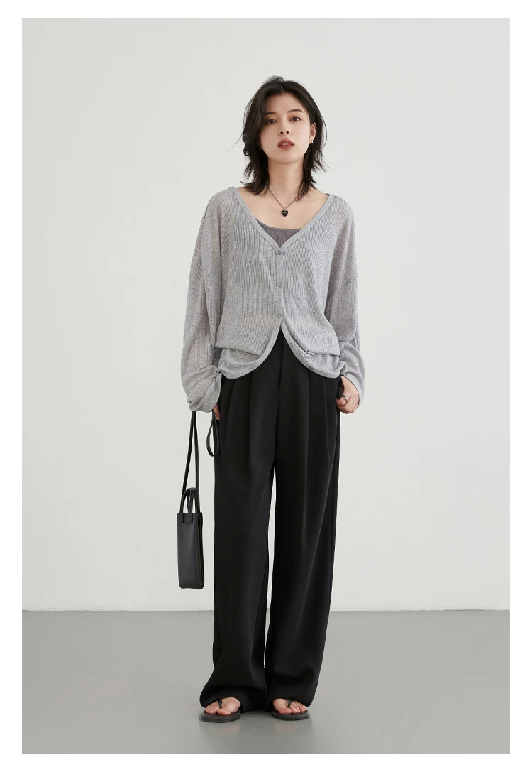 CHIC VEN Women's Cardigan New V-neck Long Sleeved Female Shirt Female Jumpers Sun Protection Woman Top Spring Summer 2026