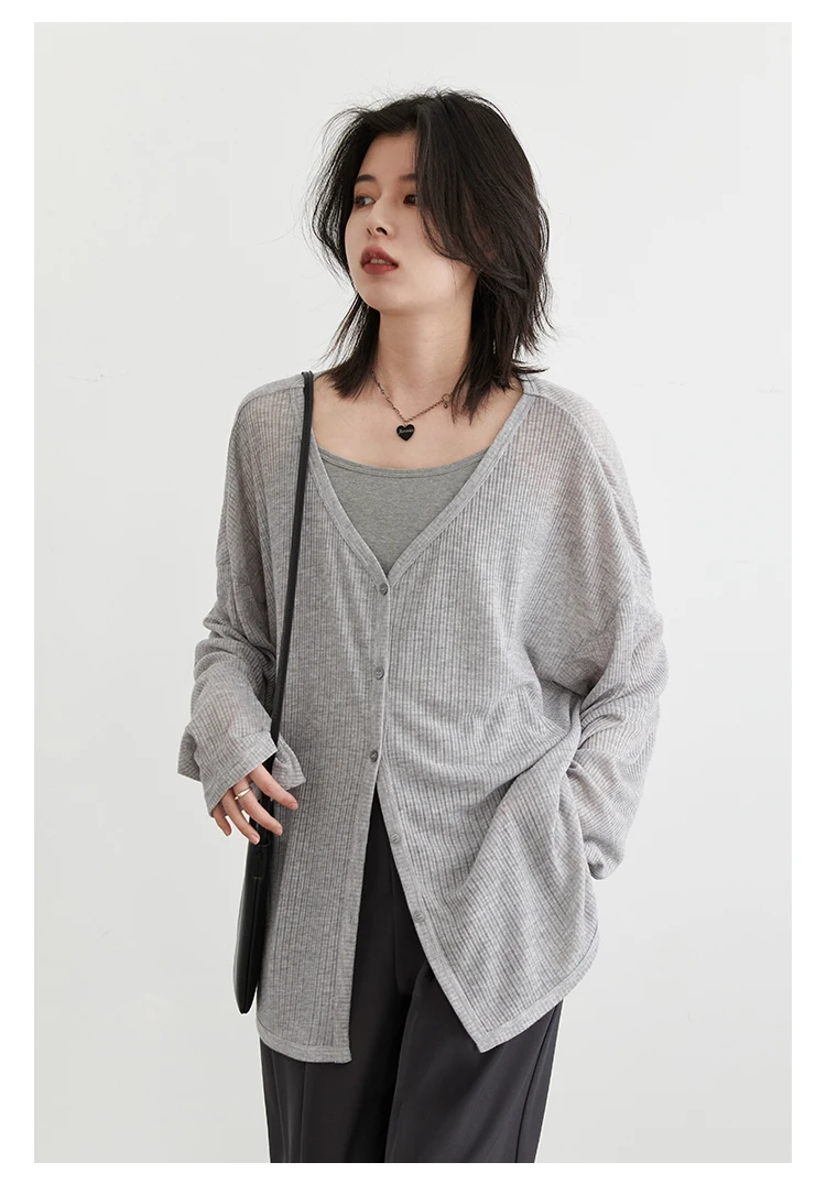 CHIC VEN Women's Cardigan New V-neck Long Sleeved Female Shirt Female Jumpers Sun Protection Woman Top Spring Summer 2026