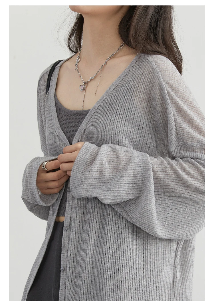 CHIC VEN Women's Cardigan New V-neck Long Sleeved Female Shirt Female Jumpers Sun Protection Woman Top Spring Summer 2026