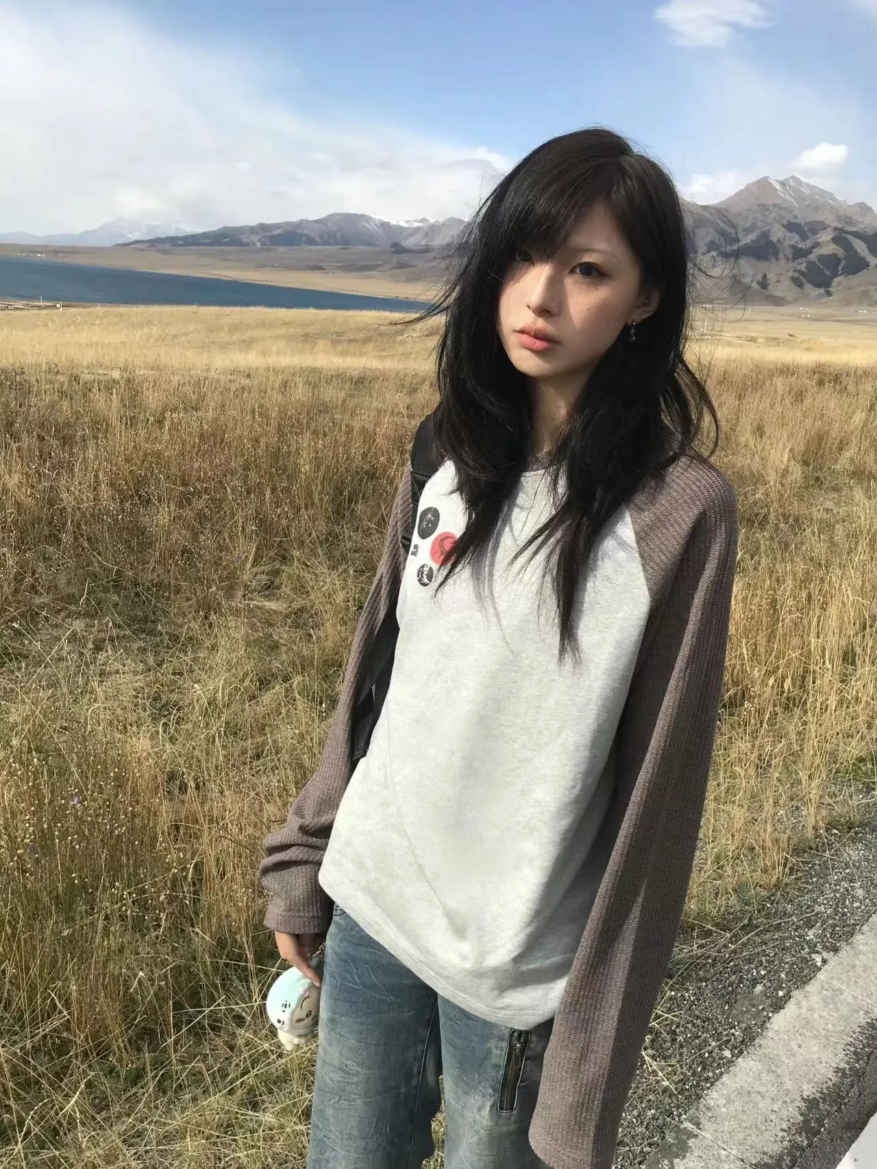 Karrram Japanese Y2k Patchwork T-shirt Vintage 2000s Style Knitted Tops 90s Harajuku Long Sleeve Ribbed T Shirt American Retro