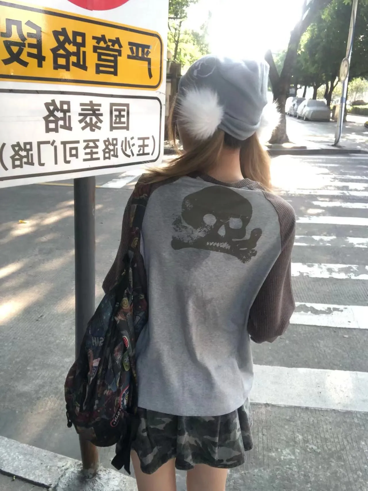 Karrram Japanese Y2k Patchwork T-shirt Vintage 2000s Style Knitted Tops 90s Harajuku Long Sleeve Ribbed T Shirt American Retro