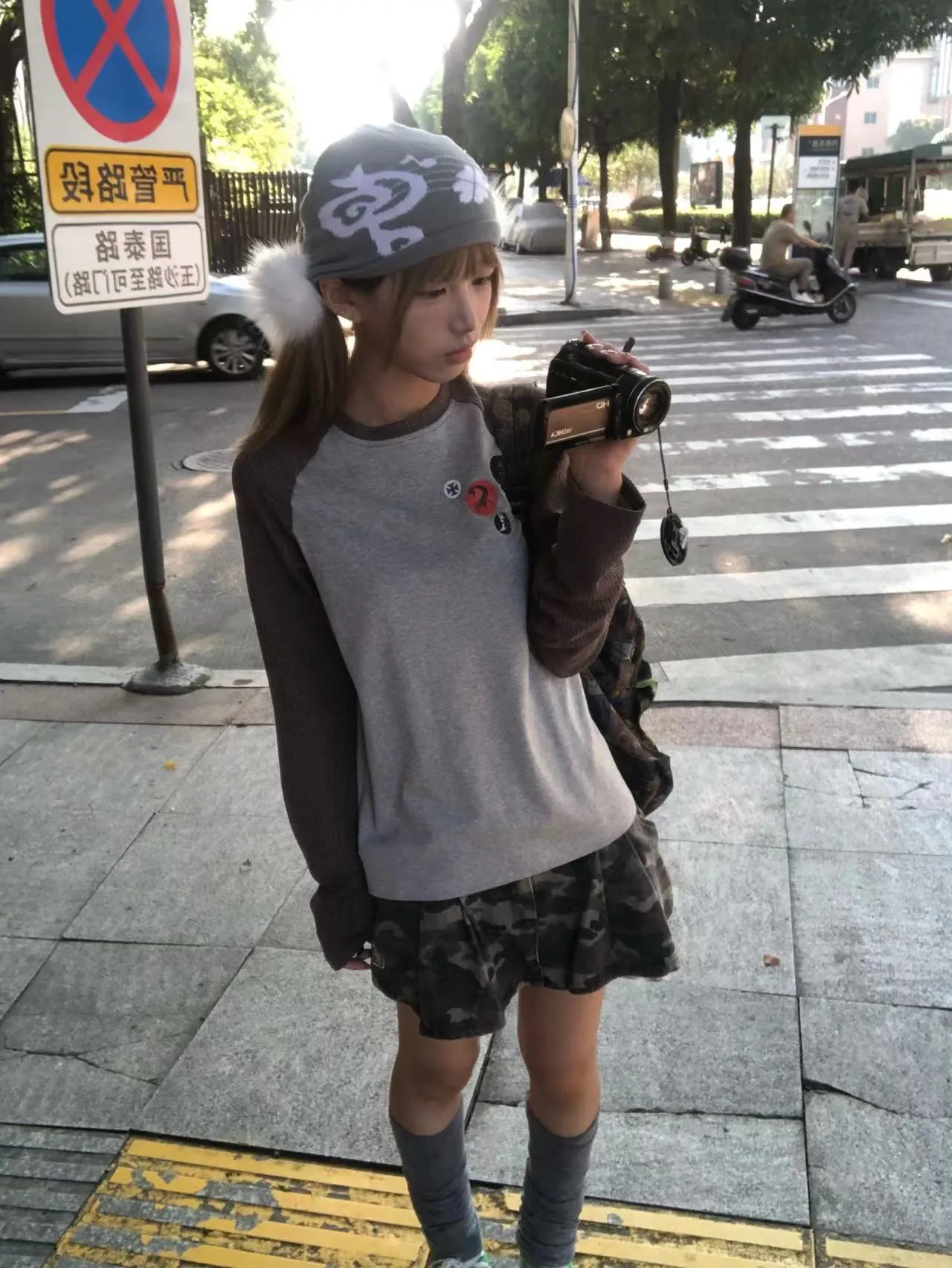 Karrram Japanese Y2k Patchwork T-shirt Vintage 2000s Style Knitted Tops 90s Harajuku Long Sleeve Ribbed T Shirt American Retro