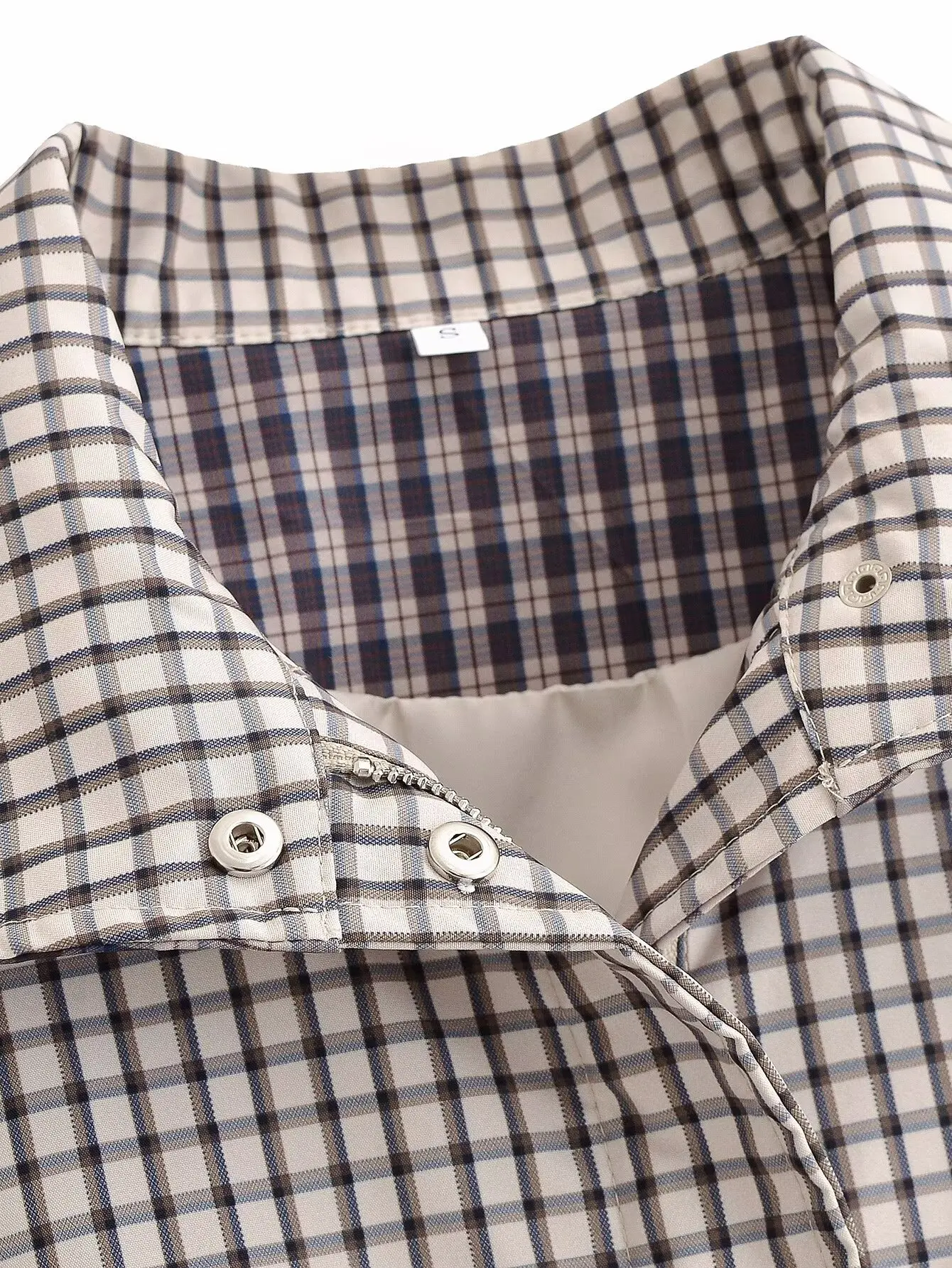 Women's Jacket 2026 Vintage Plaid Waist-Cinched Stand Collar Long Sleeve Loose Fit New Casual Street Elegant Women's Coat