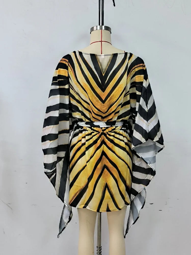 Retro Bold Short Gown Loose Vintage Stylish Party Chic Ladies Dresses Trendy Summer Edgy Casual Party Street Outfits