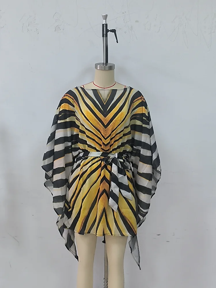 Retro Bold Short Gown Loose Vintage Stylish Party Chic Ladies Dresses Trendy Summer Edgy Casual Party Street Outfits