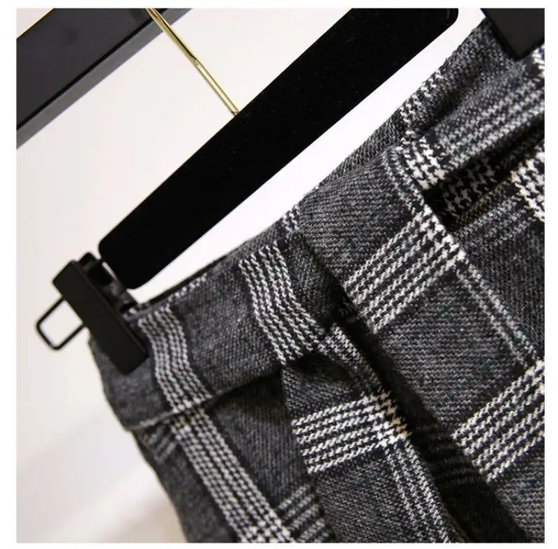 Plaid Striped Vintage A-line High Waist Buttons Lace Up Loose Women's Skirt Mid-Calf Long Skirts For Women Clothing Fashion 2024