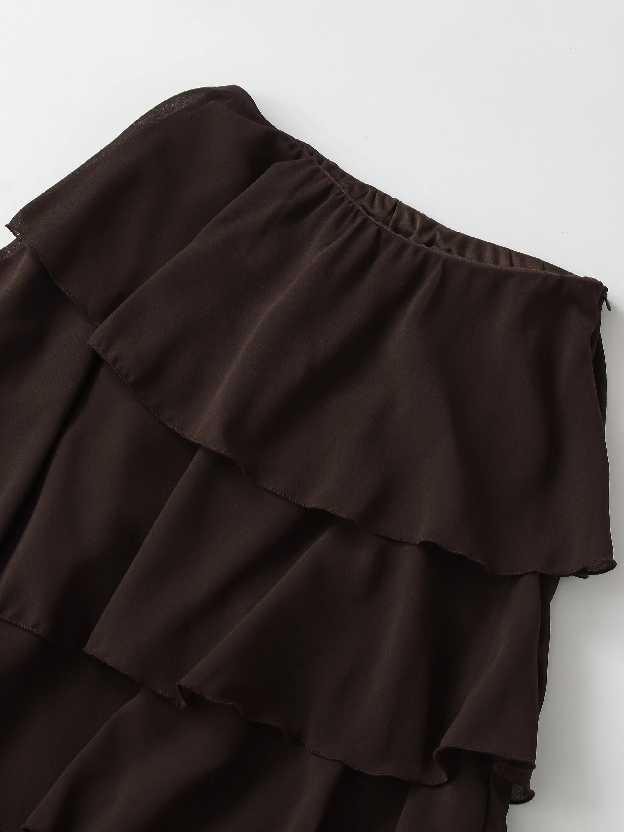 Vintage Tiered Brown Party Commute Modern High Street Long Skirt Elegant Streetwear Fashion 2026 Spring Female Skirt
