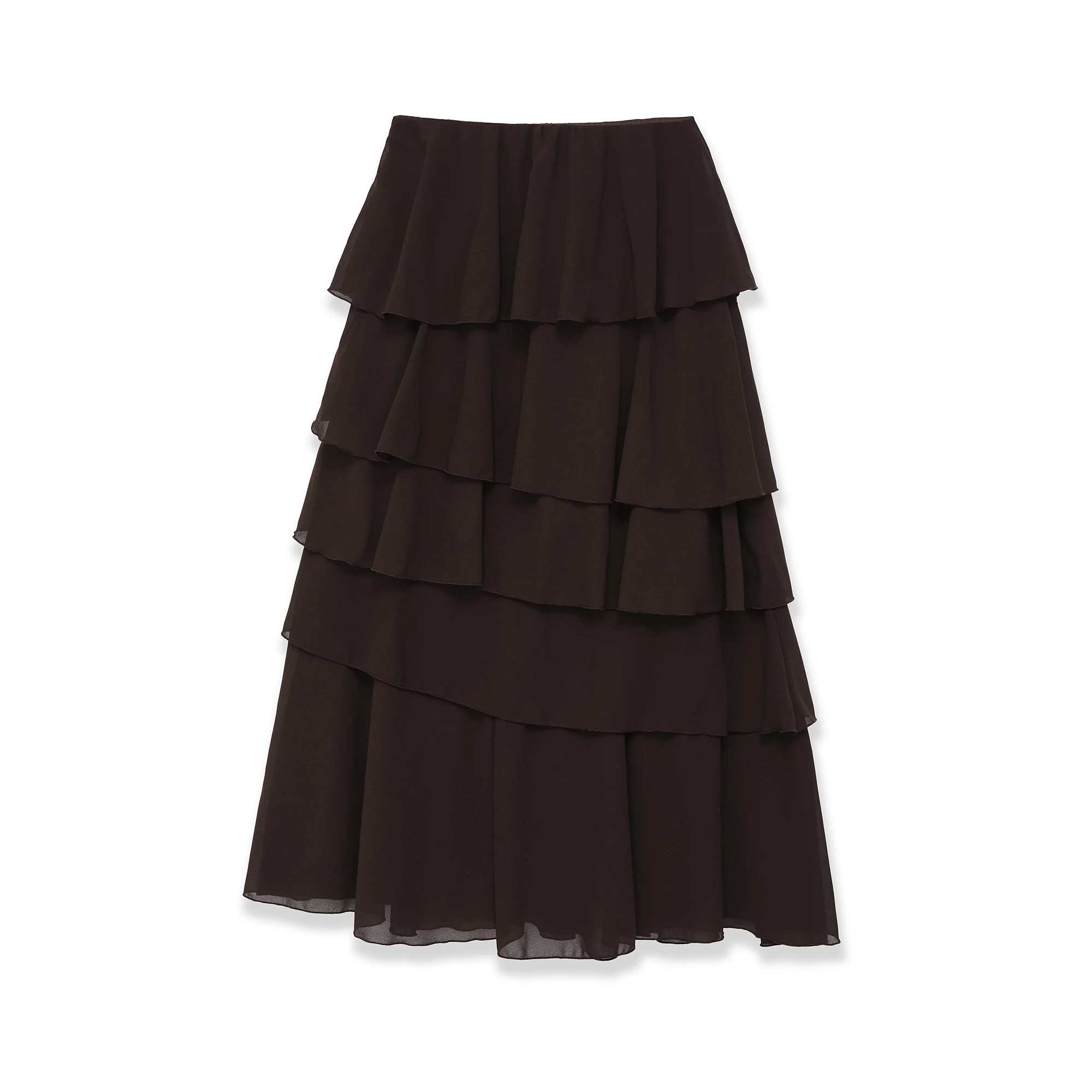 Vintage Tiered Brown Party Commute Modern High Street Long Skirt Elegant Streetwear Fashion 2026 Spring Female Skirt
