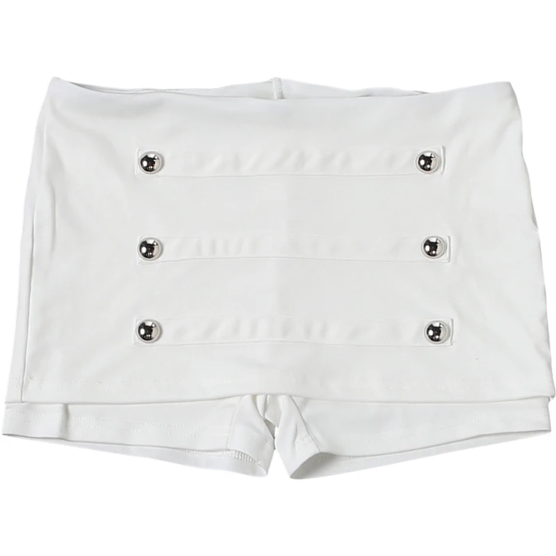 Weird Puss Double-Breasted Decoration Short Women Folds Elastic Waist High Elasticity Hottie Midnight Summer Fashion Streetwear