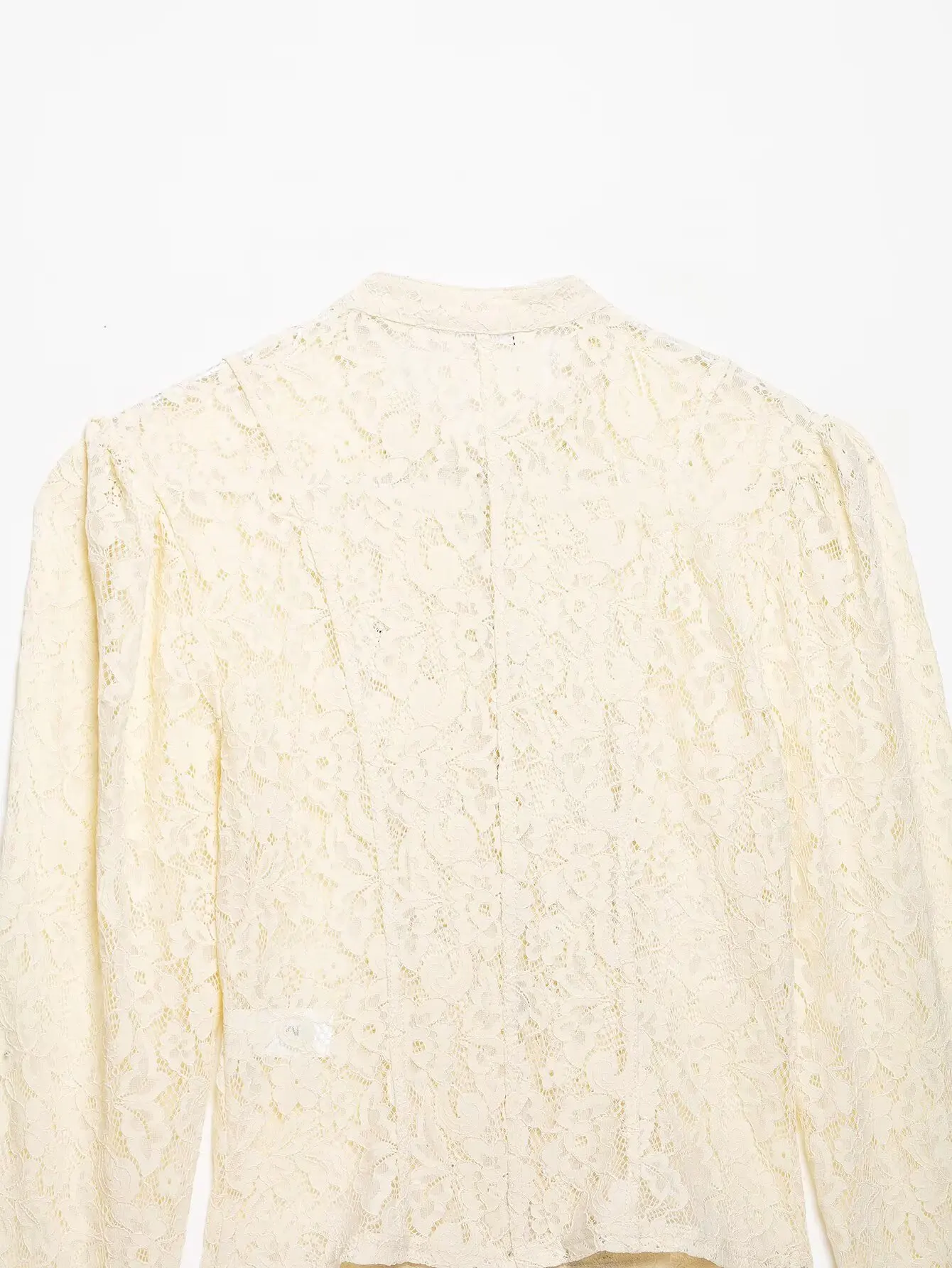 BSAY French Vintage Floral Lace Cropped Jacket Mandarin Collar Frog Knot Buttons Puff Long Sleeve Slim Retro Outerwear For Women