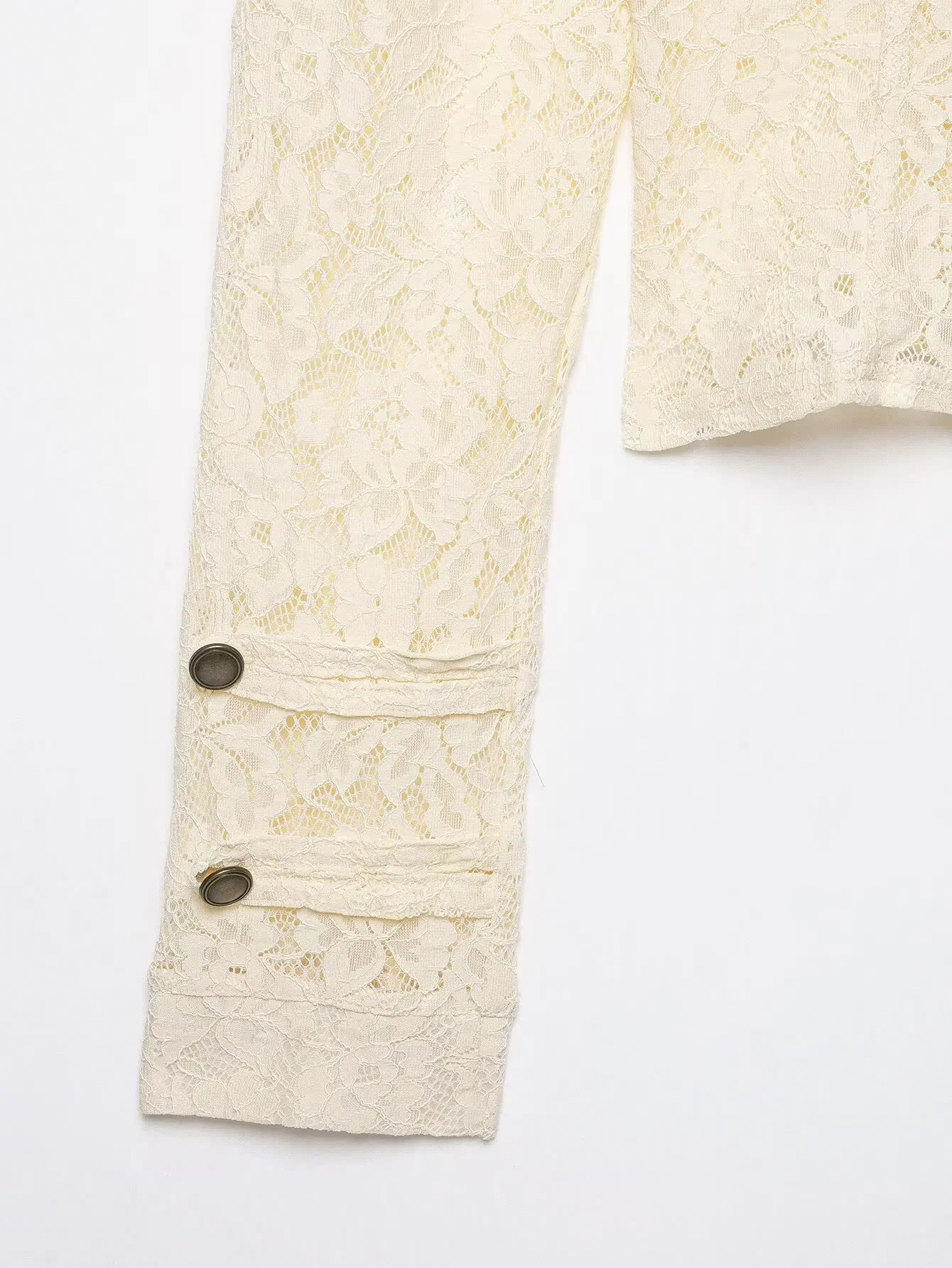 BSAY French Vintage Floral Lace Cropped Jacket Mandarin Collar Frog Knot Buttons Puff Long Sleeve Slim Retro Outerwear For Women