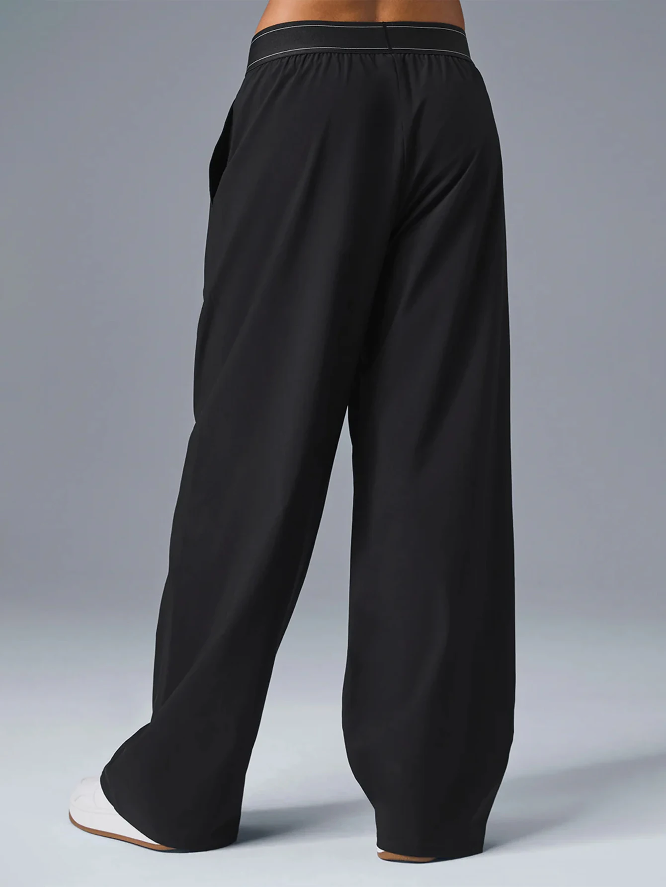 Women Lightweight Quick Dry Wide Leg Athletic Pants Elastic High Waist Pleated Straight Trousers With Pockets Loose Fit Workout