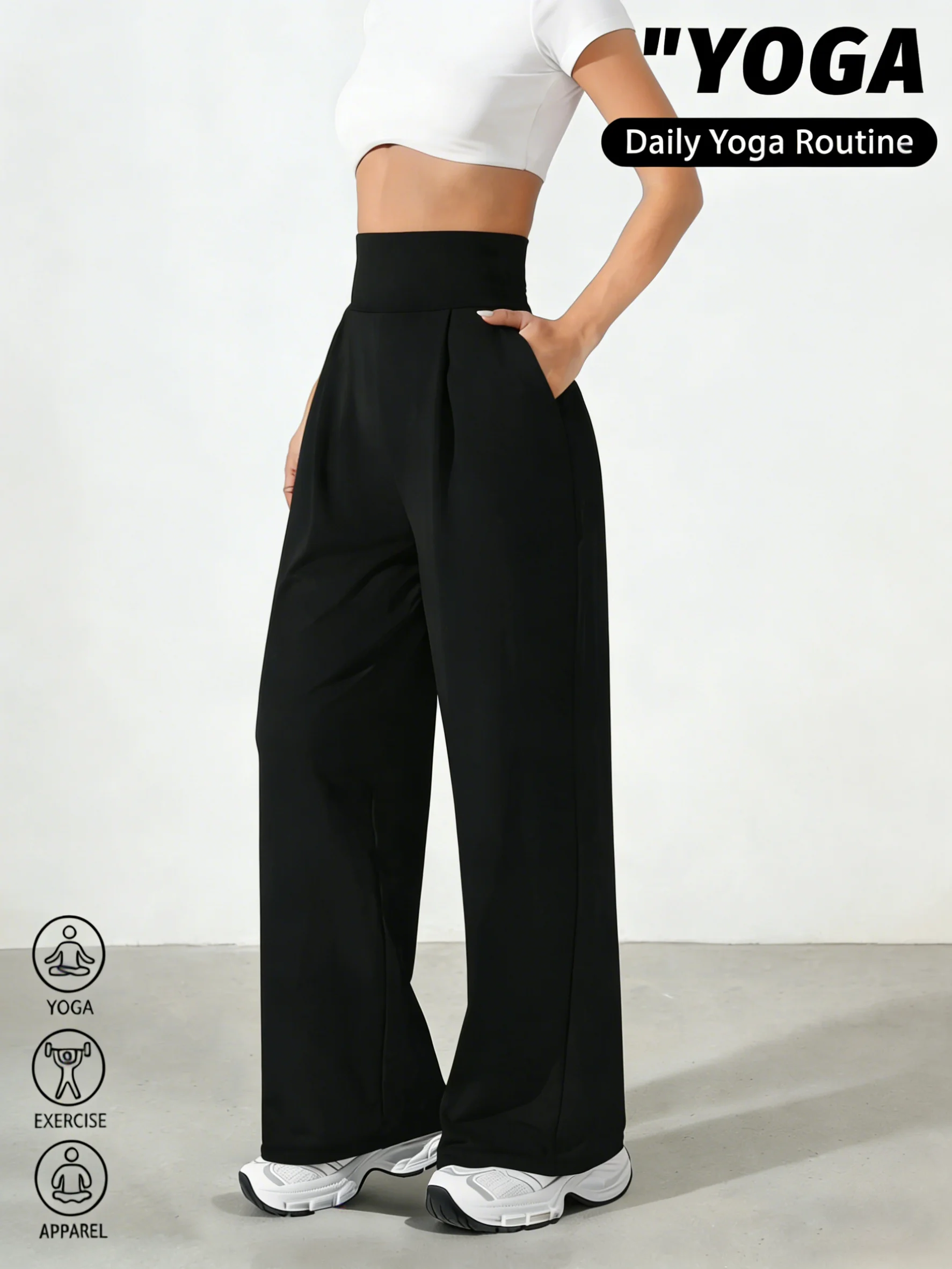 New High Waist Yoga Pants for Women Tummy Control Leggings Stretchy Soft Workout Wide Leg Pants Comfortable Casual Pants