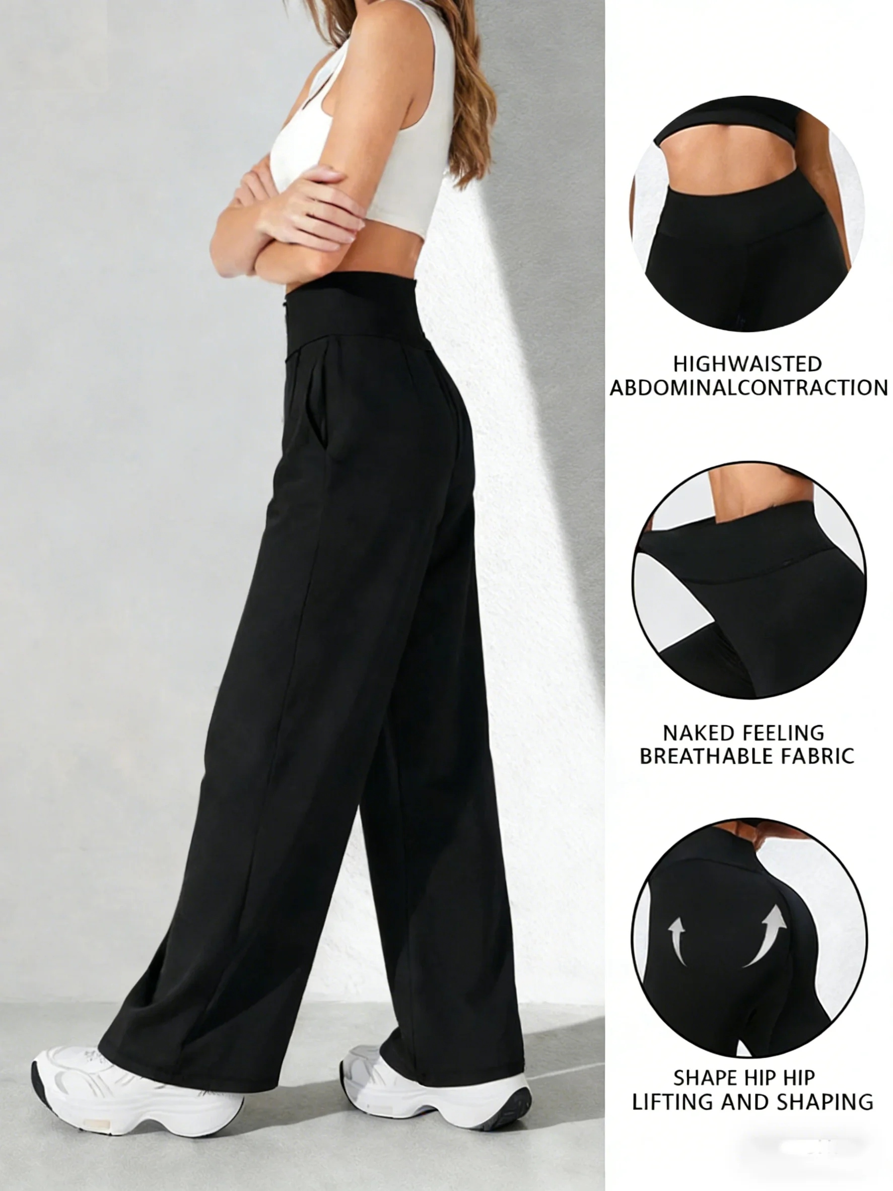 New High Waist Yoga Pants for Women Tummy Control Leggings Stretchy Soft Workout Wide Leg Pants Comfortable Casual Pants