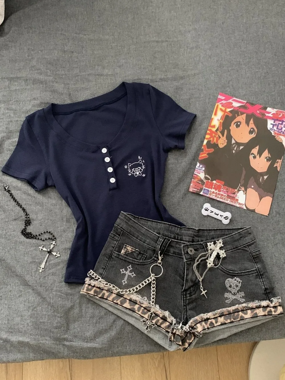 Y2k Vintage Denim Shorts Fashionable Kpop Hot Pants 2000s Women Clothes Harajuku Streetwear Chic Trendy Patchwork Jeans Shorts