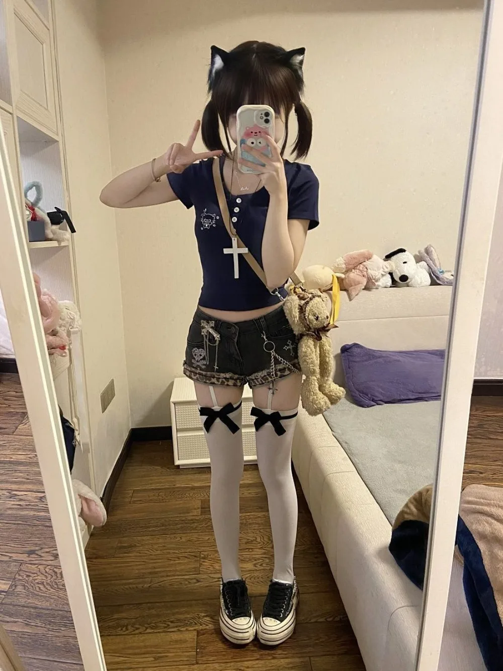 Y2k Vintage Denim Shorts Fashionable Kpop Hot Pants 2000s Women Clothes Harajuku Streetwear Chic Trendy Patchwork Jeans Shorts