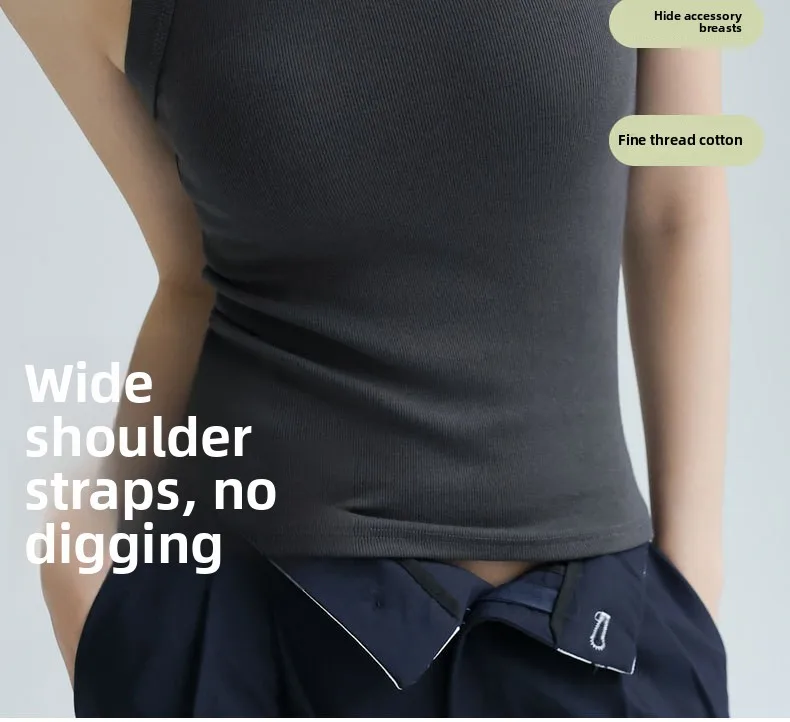 All-in-One Ribbed Camisole Women Crew Neck Built-in Bra Support Sleeveless Top for Casual Daily Wear Y2k Korean Fashion Clothing