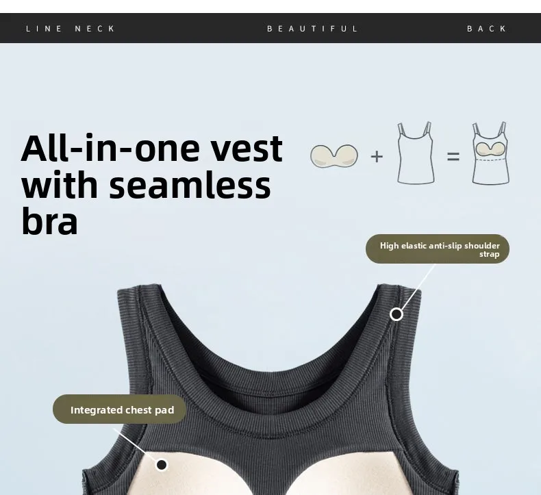All-in-One Ribbed Camisole Women Crew Neck Built-in Bra Support Sleeveless Top for Casual Daily Wear Y2k Korean Fashion Clothing