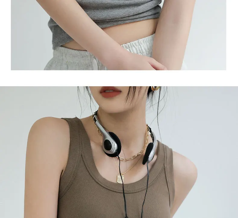 All-in-One Ribbed Camisole Women Crew Neck Built-in Bra Support Sleeveless Top for Casual Daily Wear Y2k Korean Fashion Clothing