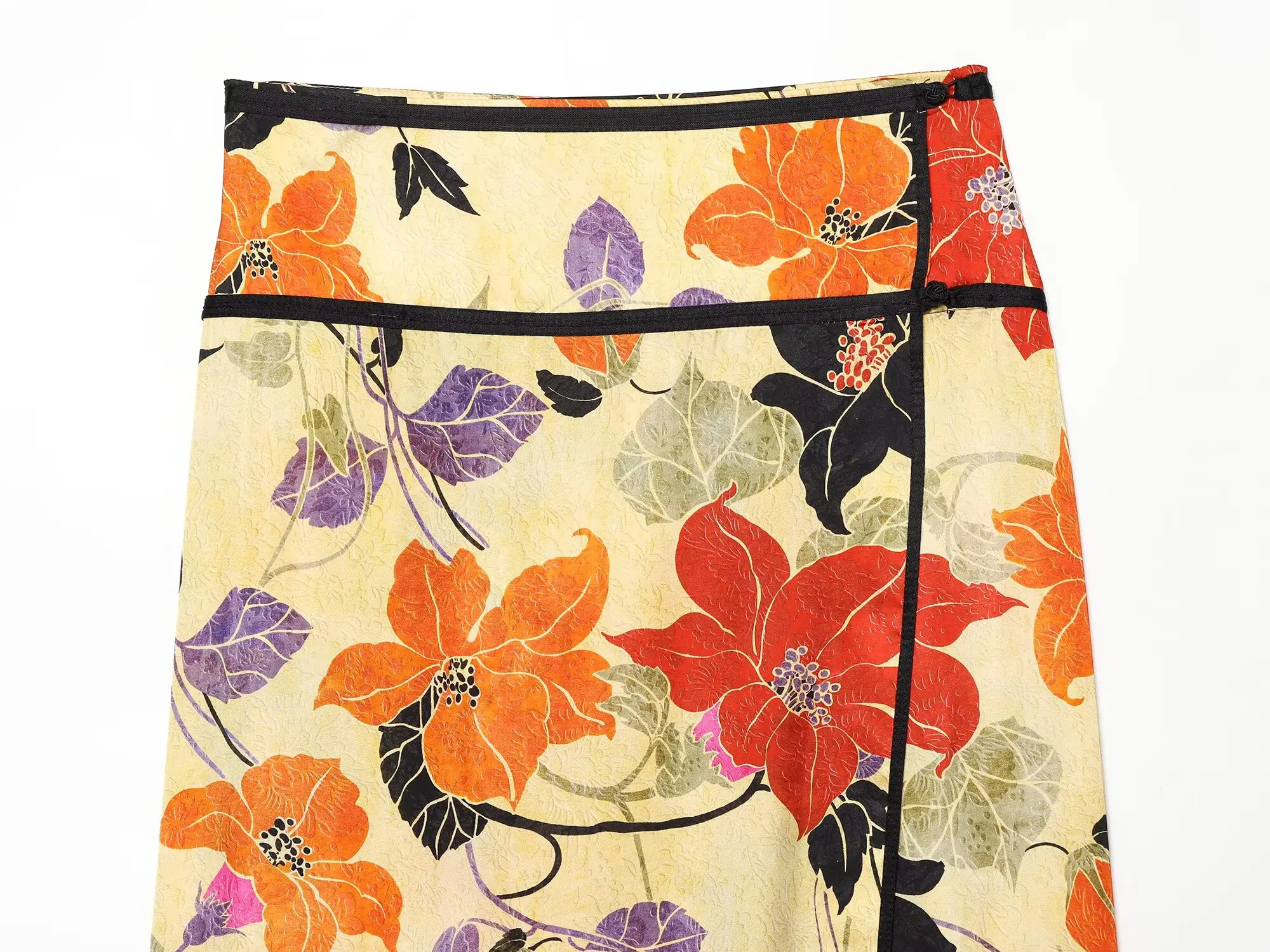 TFMLN Women Vintage Floral Print Midi Skirt Front Split Hem Straight High-Waisted 2026 Summer Pencil Skirt Chic Casual Lady New