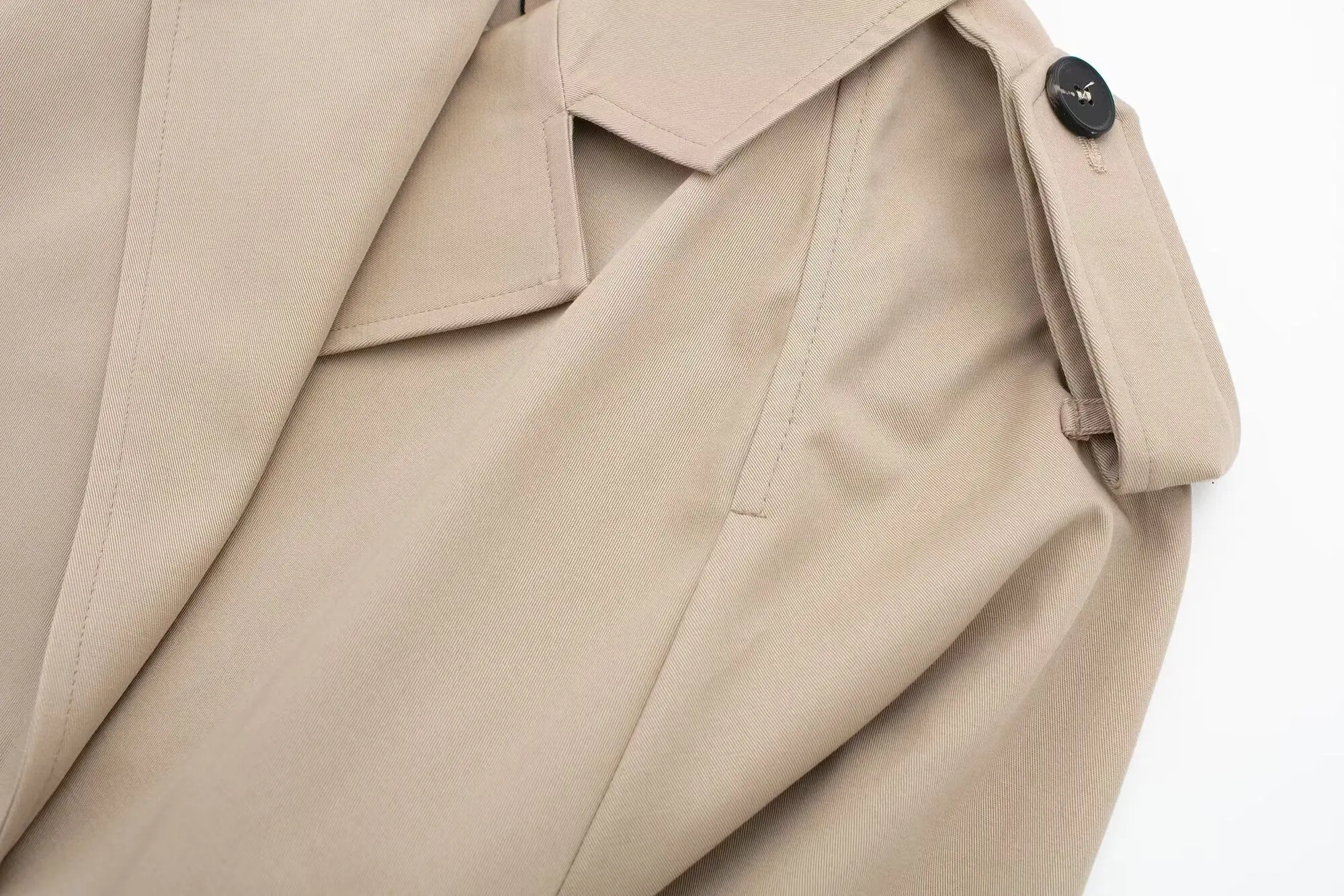 HH 2025 Women Belt Cropped Trench Spring Jacket Vintage Streetwear Double Breasted Long Sleeve Top Female Coat Outfits