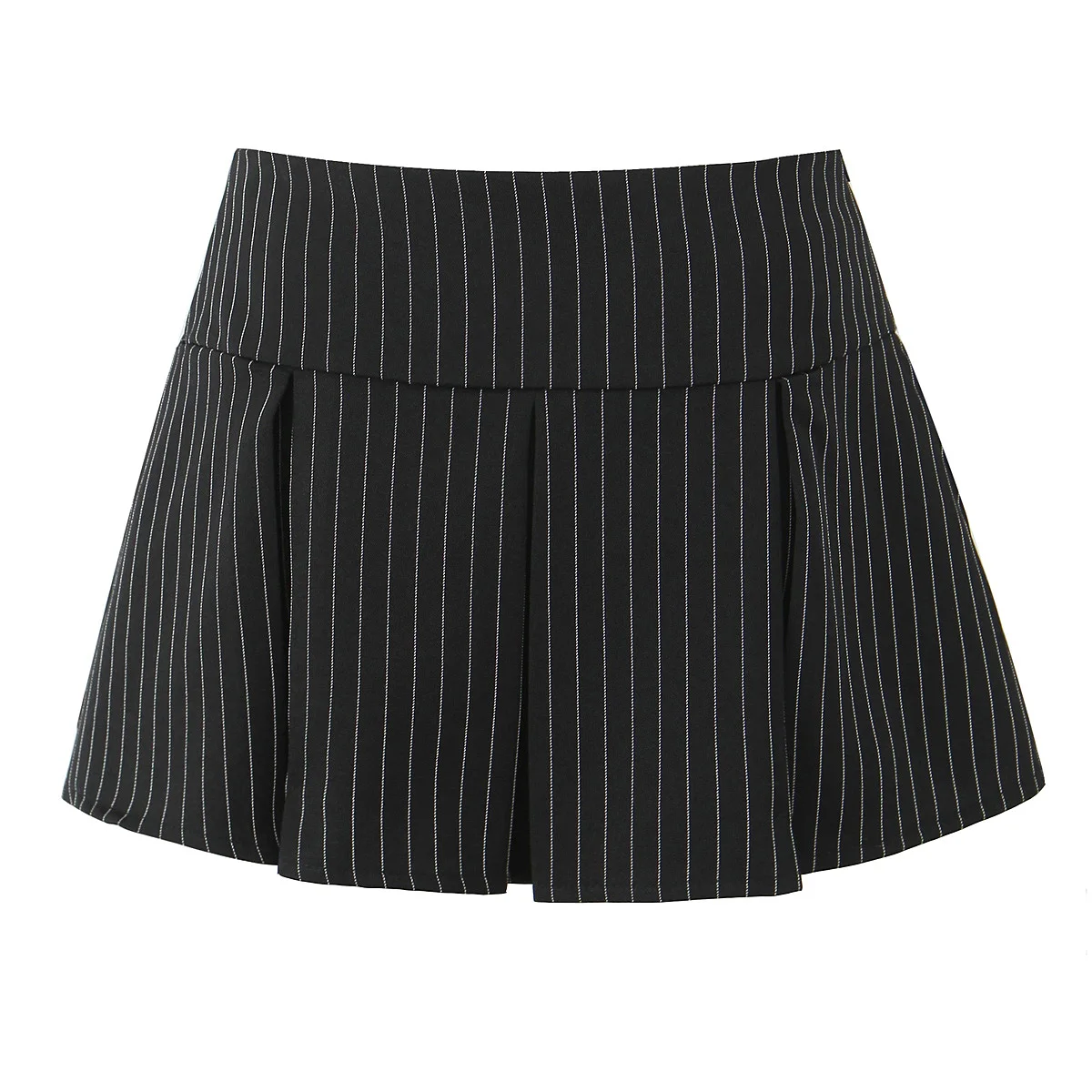 Black Striped Bow Ruched Chest Hook Buttons Crop Top Women Low Waist Package Hips Pleated Mini Skirt Suits 2 Pieces 1 Set