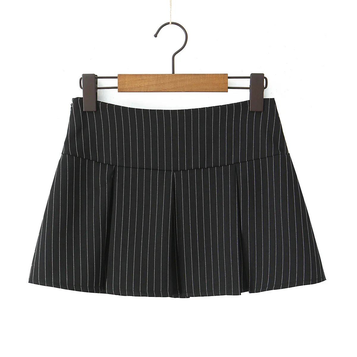 Black Striped Bow Ruched Chest Hook Buttons Crop Top Women Low Waist Package Hips Pleated Mini Skirt Suits 2 Pieces 1 Set